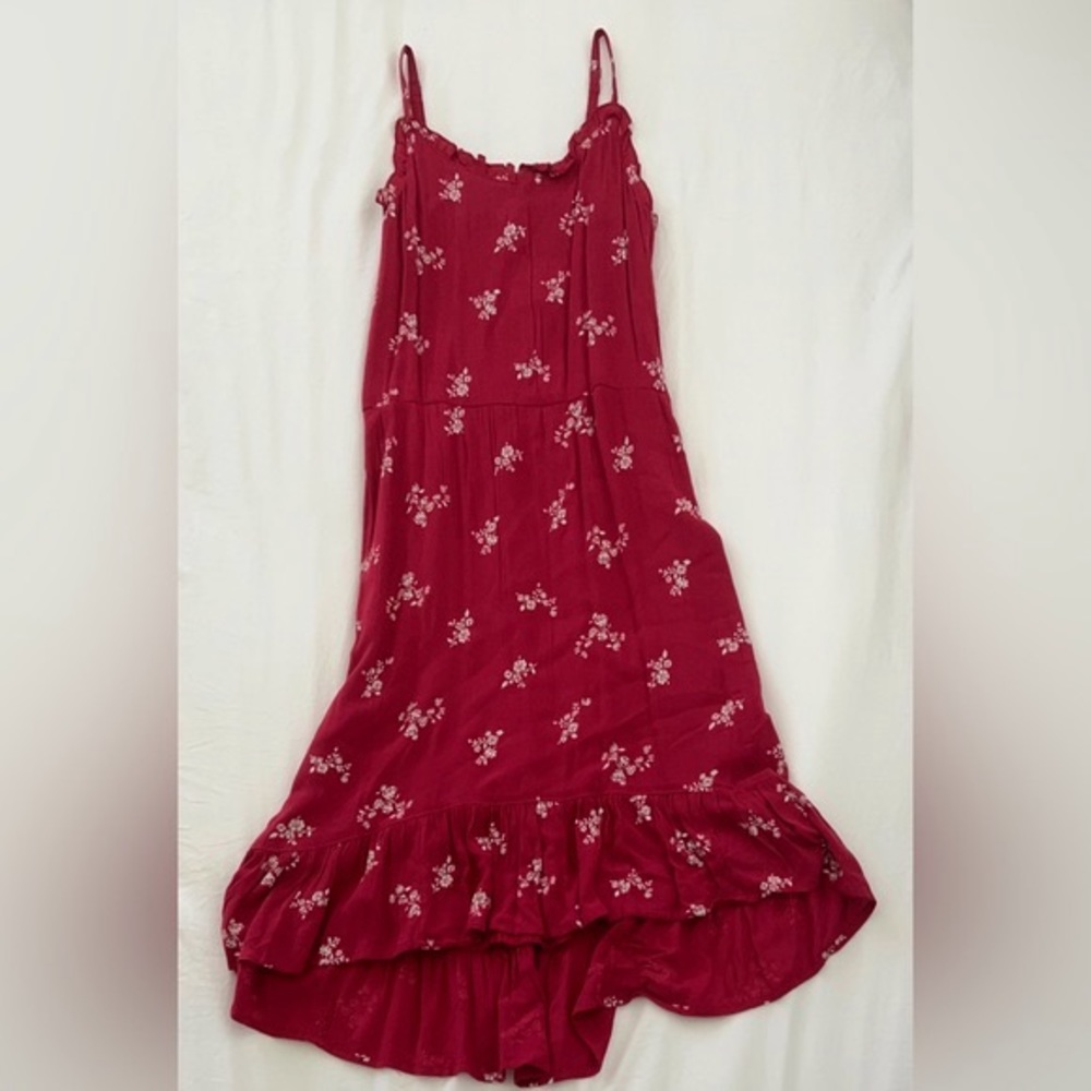Abercrombie red dress with white flowers size kids 13/14